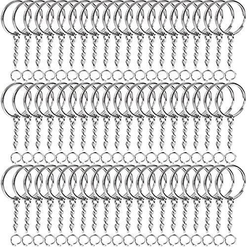 Metal Split Keychain Ring Parts - Key Chains 25mm with 26mm Chains and Open Jump Ring for Craft Key Ring Kids Bag Hanging Rings Cute Bag Charms (40)