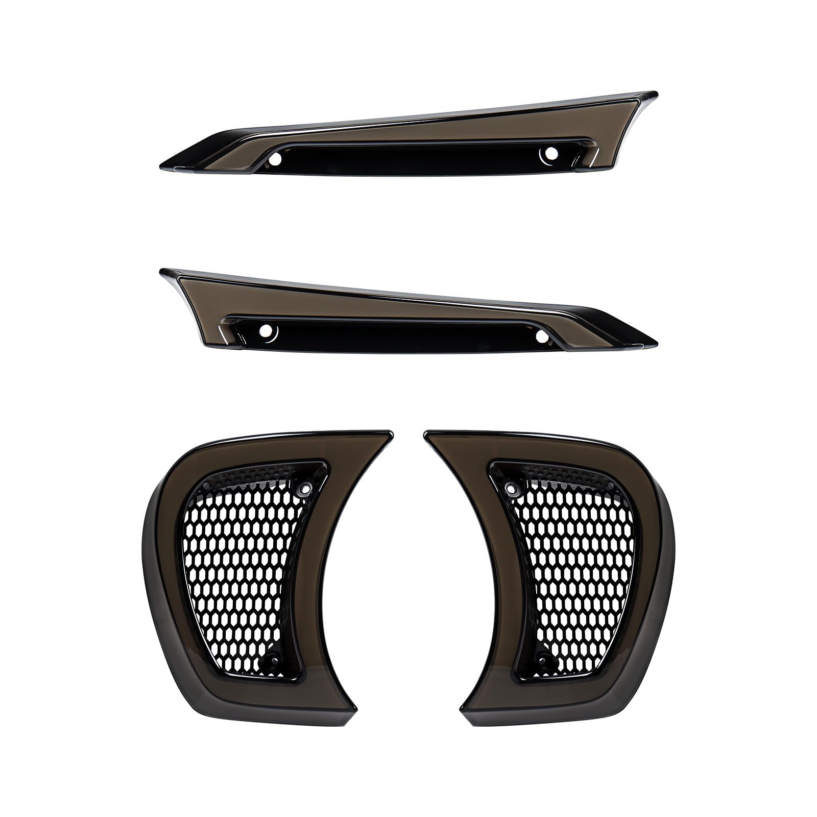 Anzios Windshield Trim & Vent Accent LED Light Kit Compatible with 2015-2023 Harley Road Glide FLTRX FLTRXS FLTRU FLTRK CVO - Smoke Lens, White/Amber COB LEDs