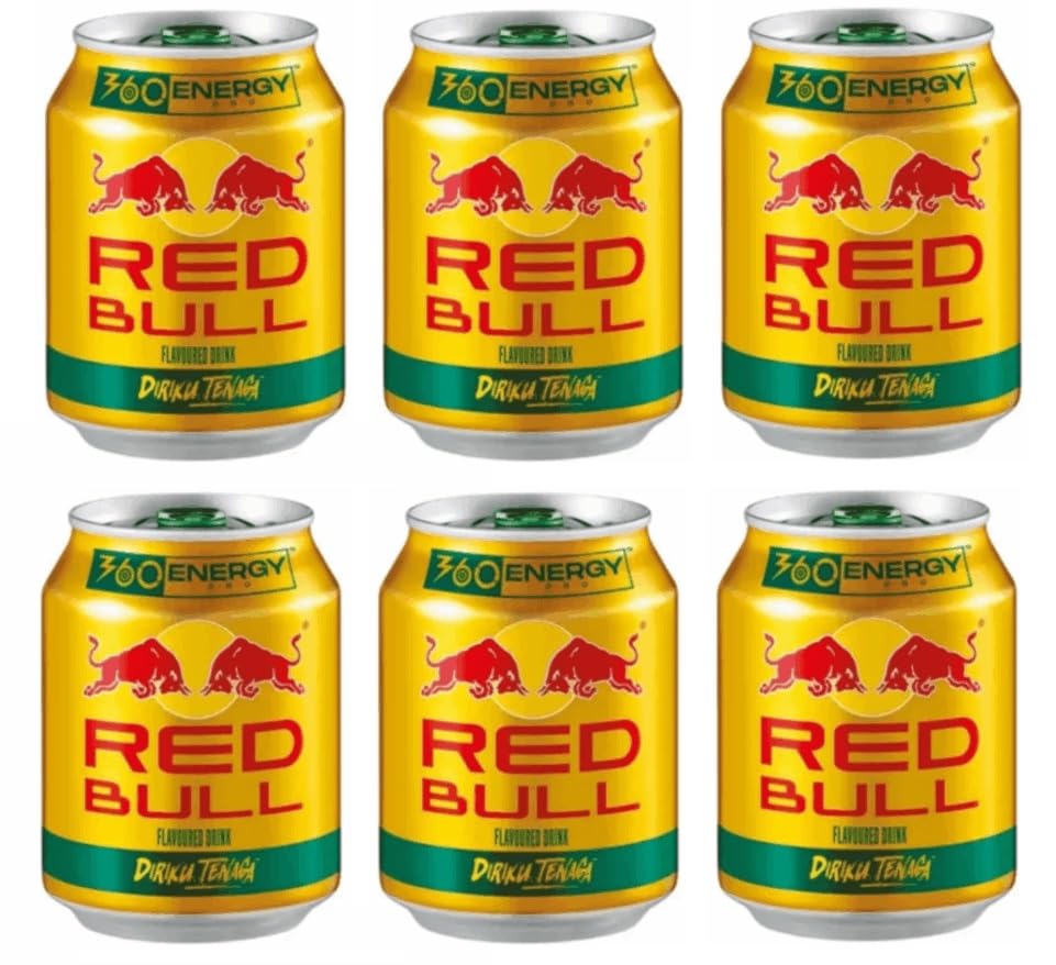 Image of Red Bull Energy Drink, Flavored, Diriku Tenaga, 360 Energy, Each 250ml X 6 Cans, (Product Of Malaysia) with Free Flavourito Kunafa Pistachio Chocolate Bar, 20g By Decadent Foods