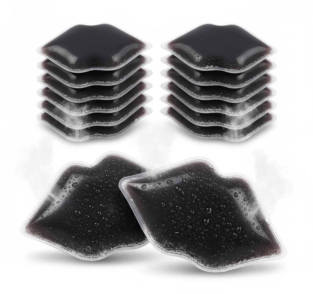 Kühlakku für Lippenfüller, Lippen-Kühlakku für Mund, Injektionen, Verletzungen, Prellungen (schwarz (20 Stück)