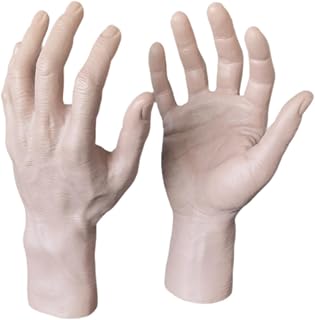 2 Pieces Male Hand Model Fake Human Hands for Party Nails Practise Halloween