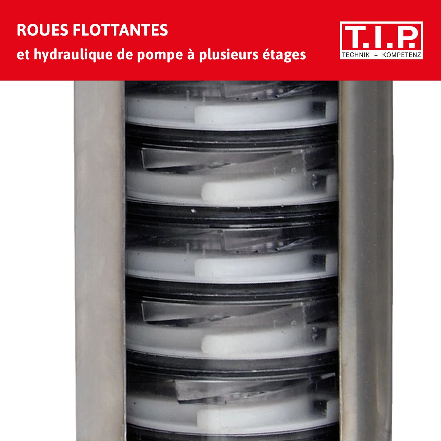 T.I.P. AJ 4 PLUS 55/50 Pompe Submersible pour Puits Profonds Débit 3300 l/h Hauteur de Refoulement 50 m Pression d'Eau 5,0 bar Puissance 800 W Profondeur d'Immersion max 20 m Couleur Noir Argent