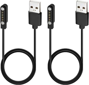 2-Pack Universal Magnetic Charger Cable for Smart Watch, 4-Pin 7.62mm Pin-Pitch Fast Charging Replacement Cord for Smartwatch, Fitness Tracker, Bone Conduction Headphones, Smart Glasses Accessories