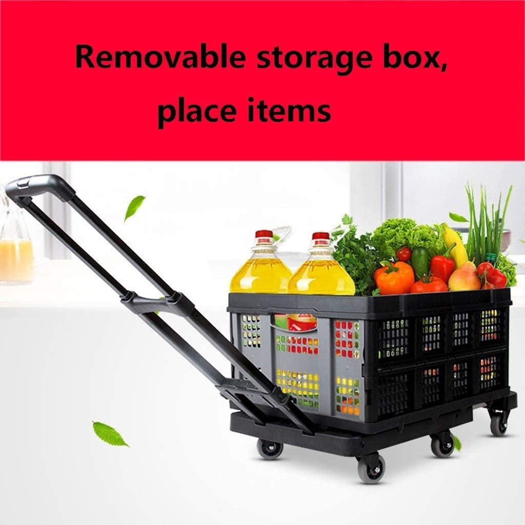 Carrello elevatore a forca Carrello da carico nero Carrello a pianale pieghevole a 6 ruote Carrello portatile Carrello per bagagli turistico Regalo, può contenere 220 libbre