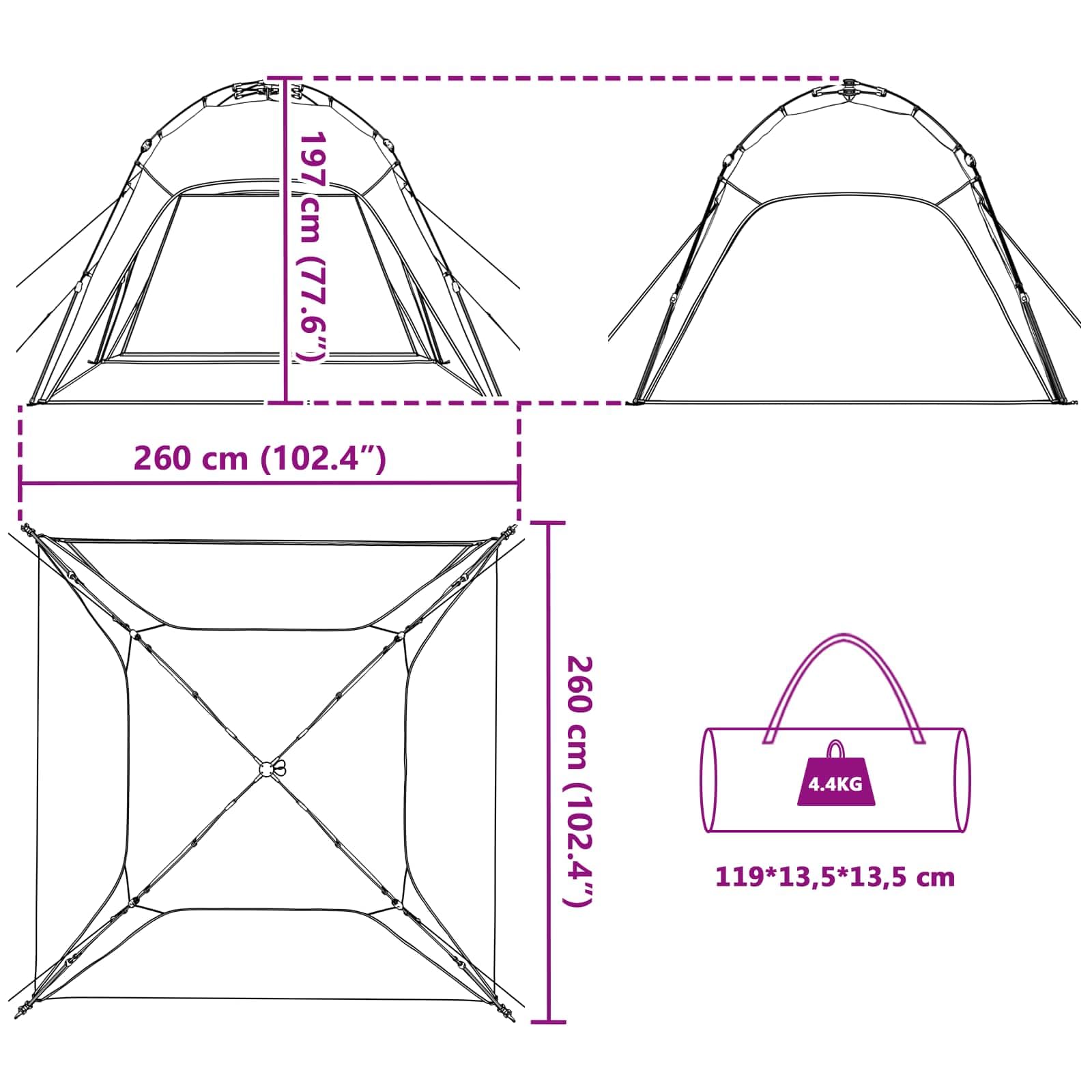 Tienda de campaña instantánea para personas con cierre rápido, tienda de campaña familiar ultraligera en azul azure, impermeable, con material transpirable, resistente al viento, para camping