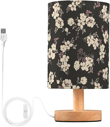 Lámpara de mesa LED de noche USB minimalista beige floral negro lámparas de mesa para niños biblioteca lampara para mesa de Noche