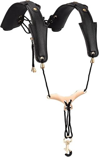 Miniatura 1 de Facmogu Leather Saxophone Strap, Saxophone Strap with Adjustable Strap & Gold Plated Metal Trigger Snap, Saxophone Harness