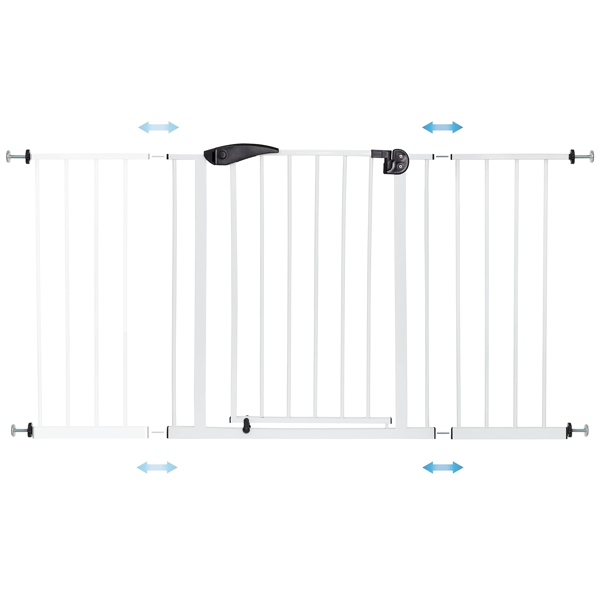 ECD Germany Cancelletto di Sicurezza Bambini 105-115 cm di Larghezza Senza Foratura Perforazione Cancello per Scale Barriera Protettiva Cani Grata Isolamento Animali Apribile Bloccabile Metallo Bianco
