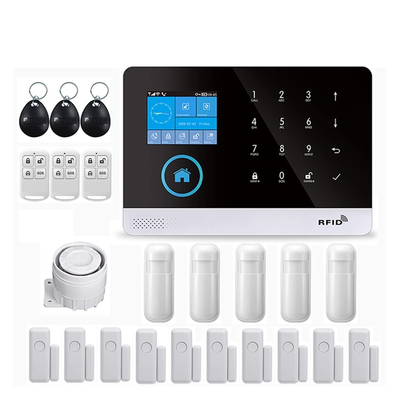 CUDTAPI Wireless GSM Home Security Alarm System For Tuya APP With Motion Sensor Detector Compatible(L)