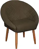 Poltrona Decorativa para Recepção sala de estar Sala de Leitura resistente reforçada tecido veludo pés madeira MOBLAN decor (Marrom)