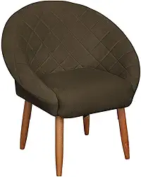 Poltrona Decorativa para Recepção sala de estar Sala de Leitura resistente reforçada tecido veludo pés madeira MOBLAN decor (Marrom)