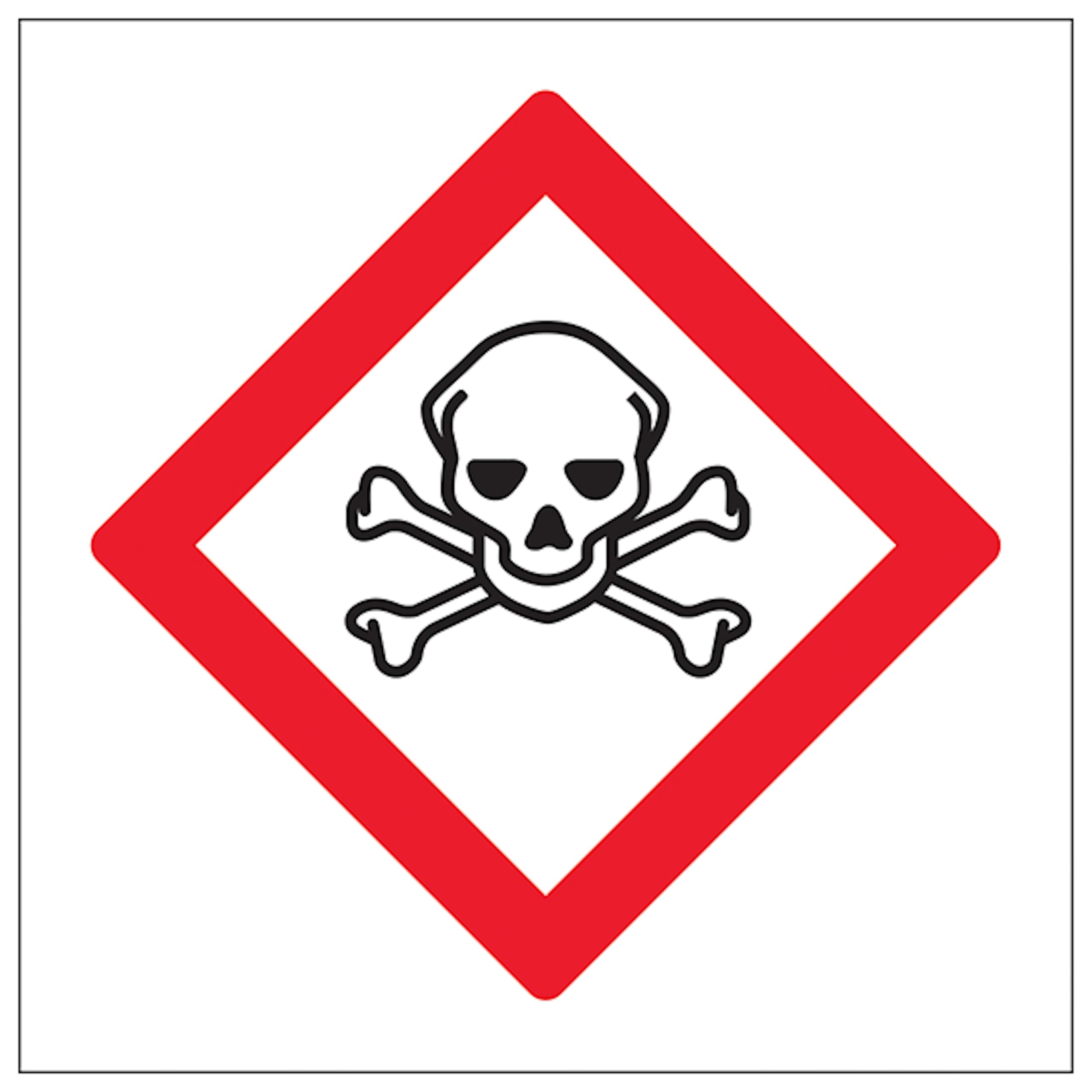 V Safety Storage Area Marking Skull And Crossbones 200 x 200 mm - Glow In The Dark 1mm Rigid Plastic Safety Sign