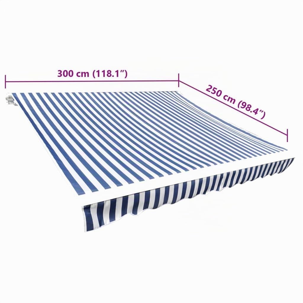 puraday Tela de repuesto para toldo 3 x 2,5 m Recubrimiento de toldo - Azul y blanco - Tela de toldo impermeable de poliéster con revestimiento de PU