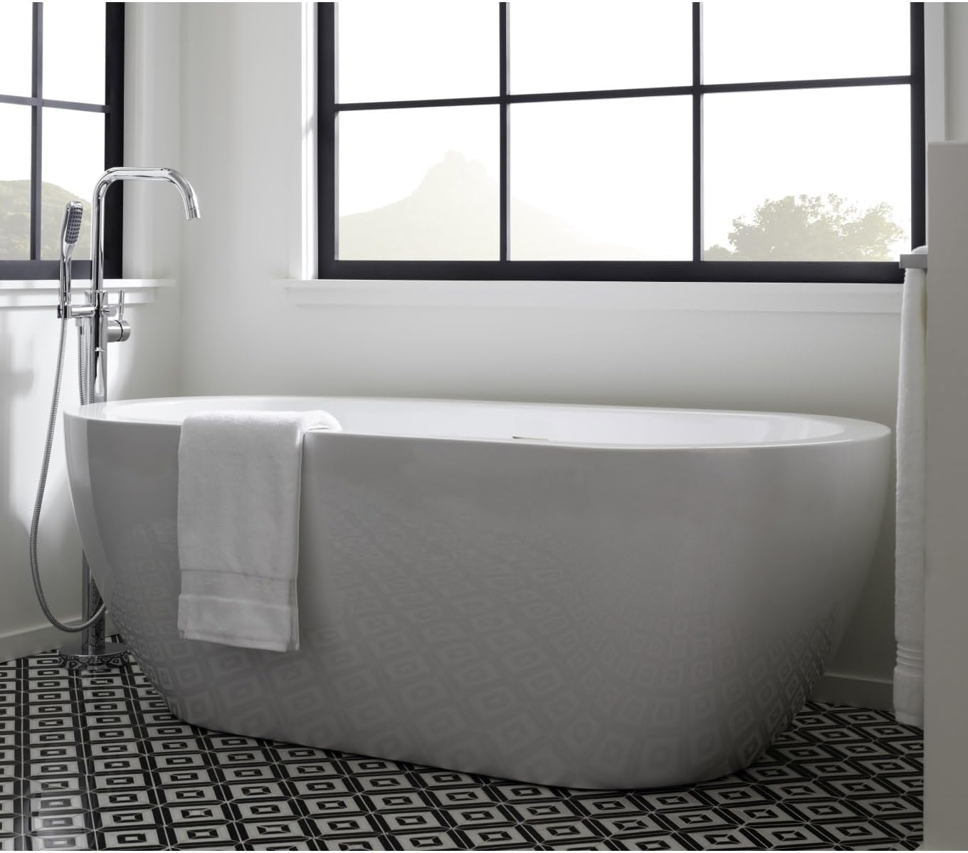 White Acrylic 59" Free Standing Soaking Tub