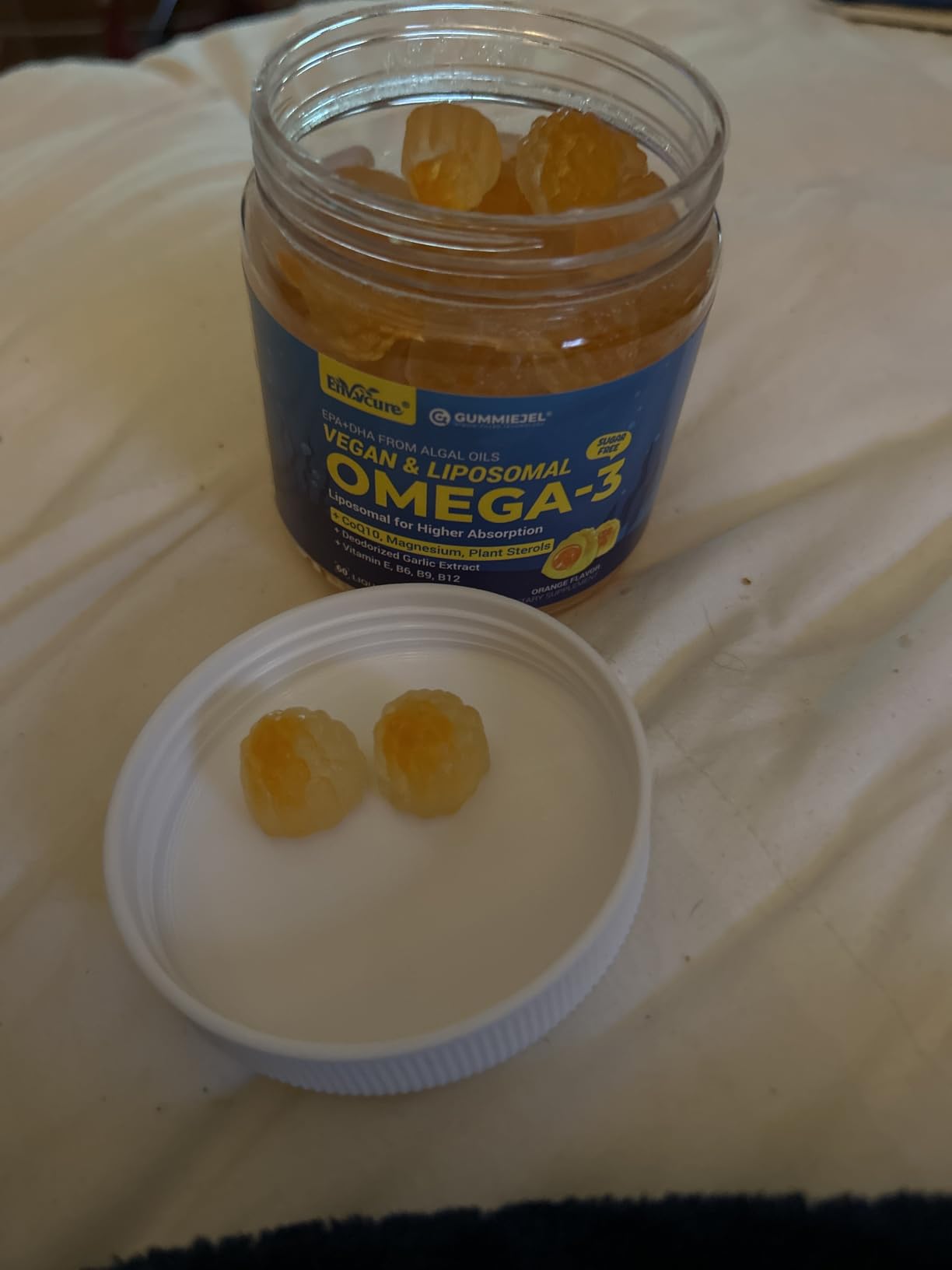 Vegan Omega-3 Gummies 1000mg +CoQ10+Magnesium- EPA 600mg & DHA 400mg, Fish Oil Omega 3 Supplements Alternative for Women Men Adults- Liposomal Form -Algae- Plant Sterols, Garlic,B6,B9, B12, Sugar Free