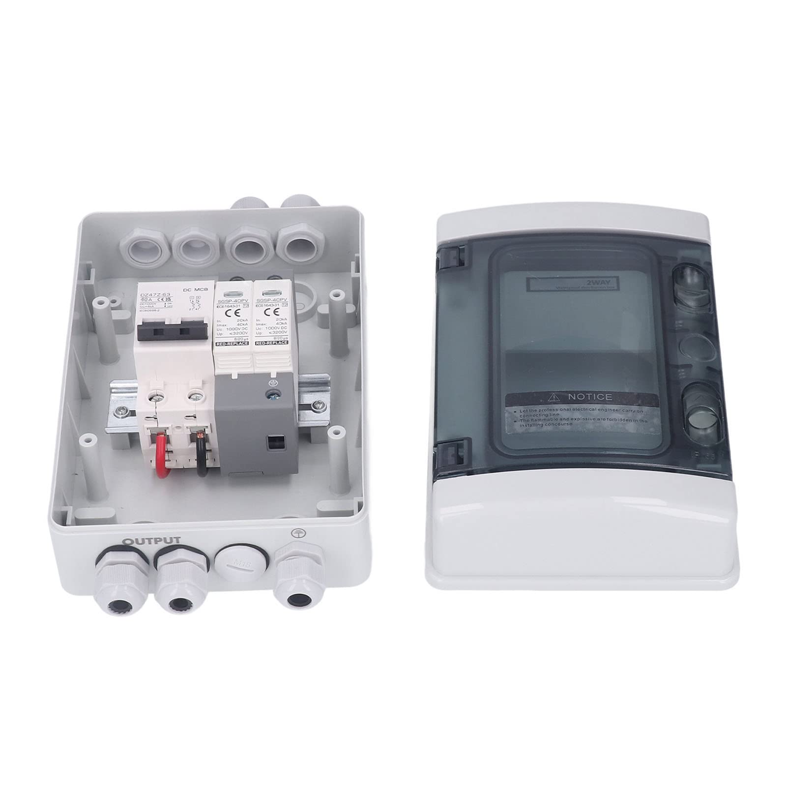 Scatola Combinata Fotovoltaica IP65 40A 1000V con Interruttore Automatico Integrato Protezione Fulmini PA66 per Sistemi Solari On-Grid Off-Grid Cavi 5-10mm 10-4 AWG Impermeabile