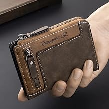 Cartera corta retro de 1 pieza para hombre, billetera de cuero sint&eacute;tico con cremallera de moda multifuncional, regalo ideal para hombres
