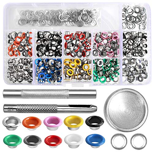 Remaches Set metal botones de presión 3/16u00a0Inch, abreome metal Remaches HOHLNIETEN ojales Kit para Jeans Zapatos Ropa Artesanía piel de manualidades Remaches de repuesto (400u00a0Unidades de 10u00a0colores)