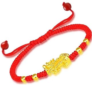 Feng Shui The Best Red String Bracelet with Golden Pi Xiu/Pi Yao Lucky Wealthy Amulet Bracelet