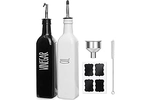 Olive Oil and Vinegar Dispenser Set for Kitchen (White & Black)