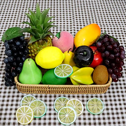 Wjboand 17Pcs Fake Fruits Simulation Artificial Peach Mango Carambola Pear Apple Lime Plum Kiwi Grape Pineapple Cherry Wedding Festival Events Party Decorate #TOP1