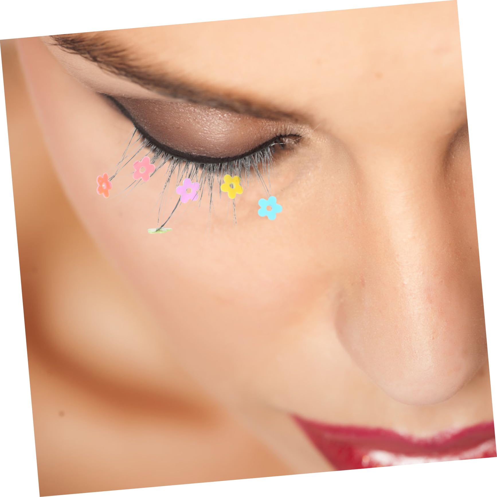 DOITOOL 12paare Und Blumendesign Wimpern Wiederverwendbare Natürliche Falsche Wimpern Mit Pailletten Für Strahlende Augen-make-up-looks