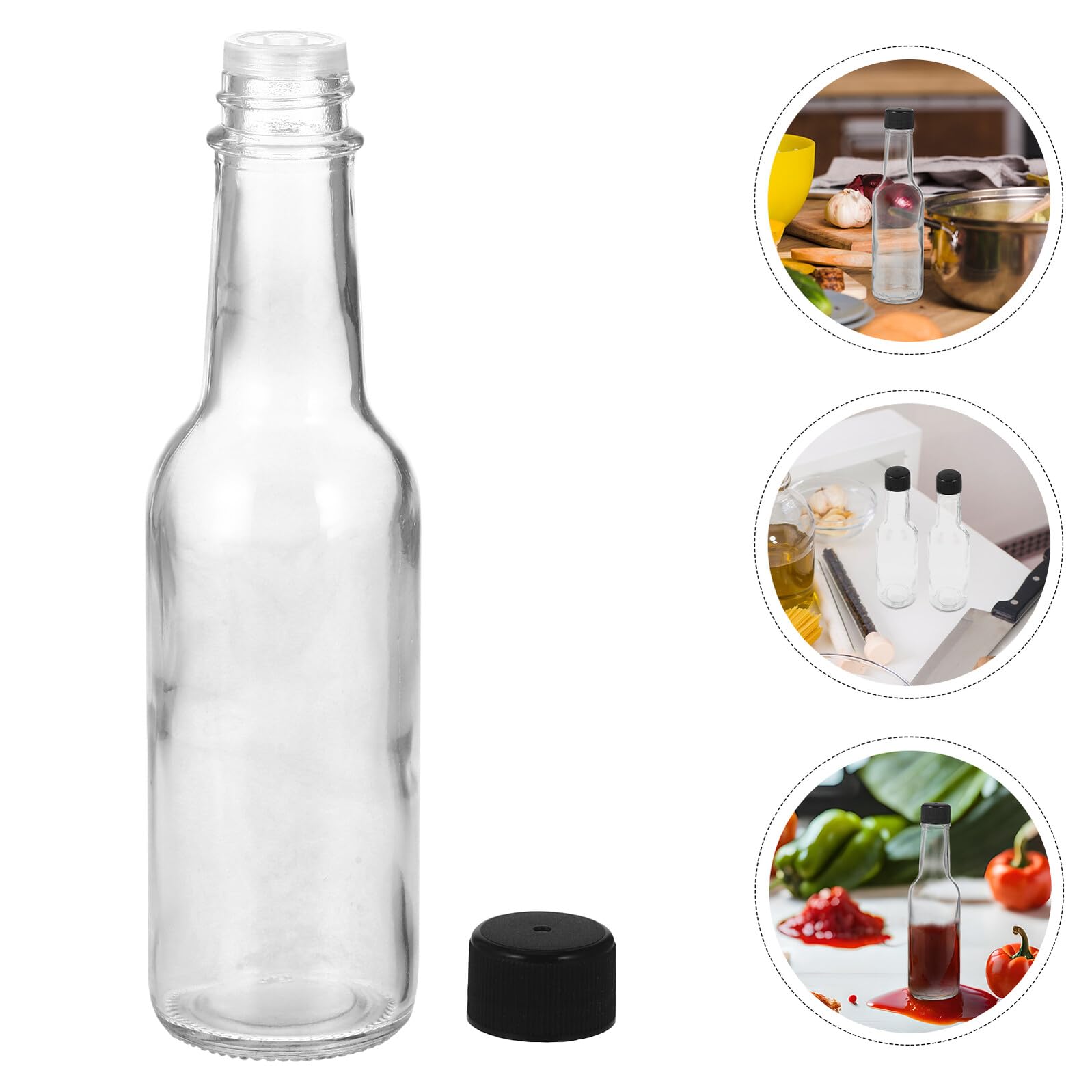 Bouteilles à Sauce en Verre 150ml Lot de 6 Couvercle