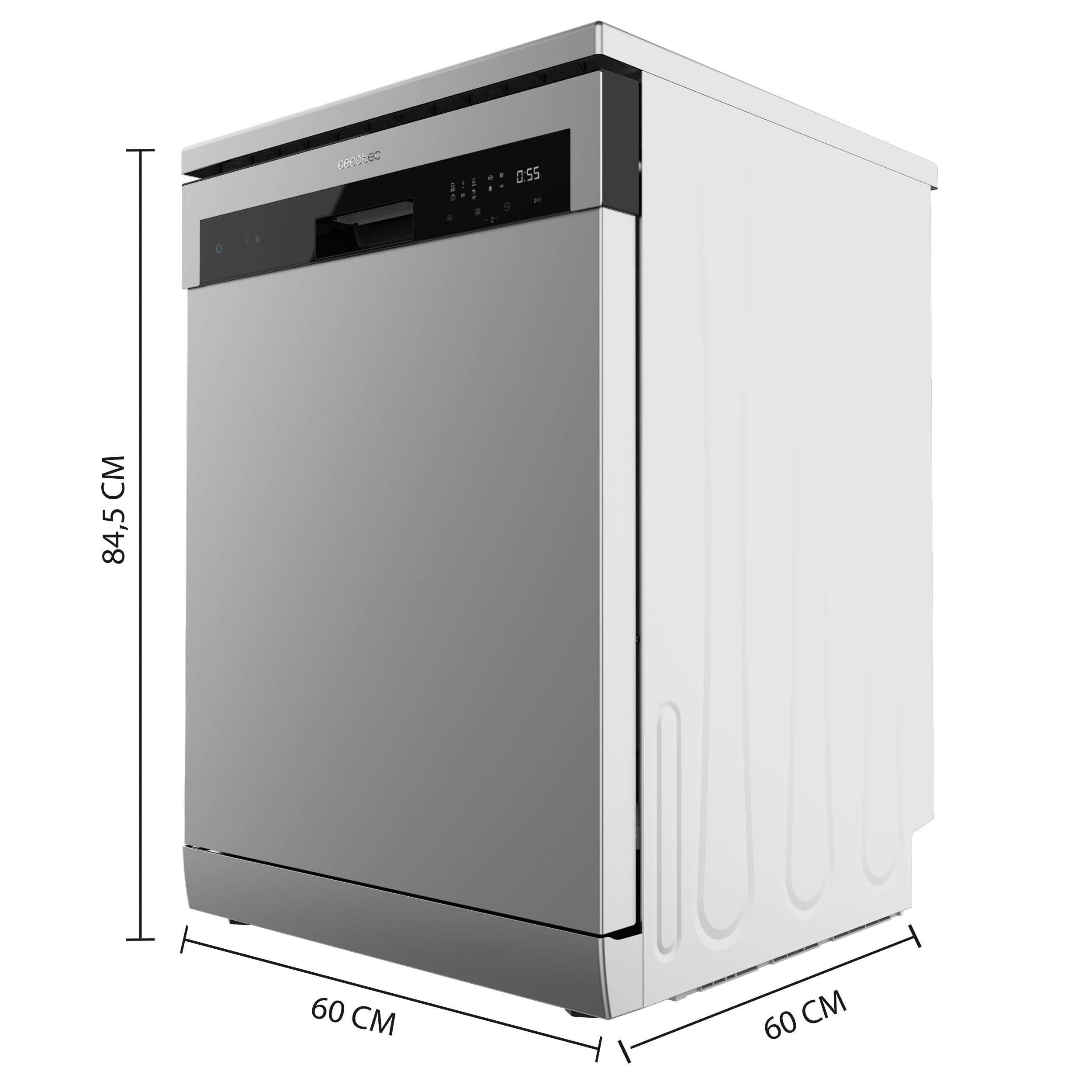 Cecotec Lavavajillas Libre Instalación 60cm Bolero Aguazero 6110 Inox. 1850W, 13 Cubiertos y 6 Programas, Función Media Carga, Programa 3 en 1, Delay Start, Dry+, FullTouch y ChildLock, Inox — view 2