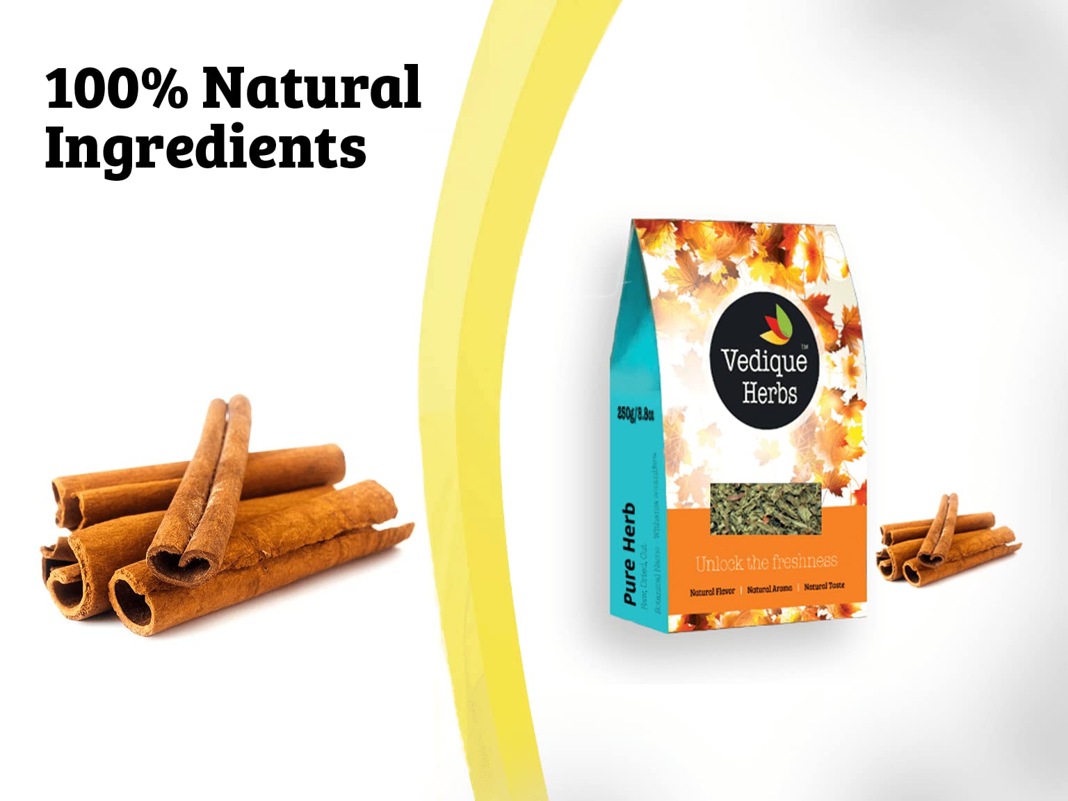 VEDIQUE HERBS Zimtrinde, 250 g, roh, roh, getrocknet, T-Schnitt, Premium-Qualität
