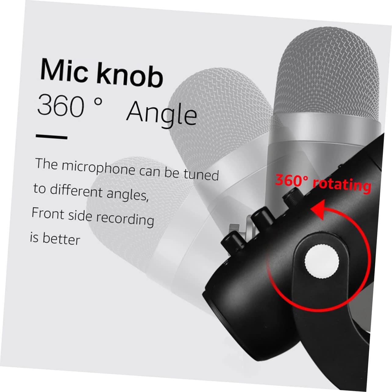 Toyvian 1 x mikrofon USB, mikrofon do nagrywania komputera, z uchwytem, mikrofon do studia nagrań, mikrofon membranowy, mikrofon kondensatorowy, mikrofon na spotkania, kolor czarny ABS