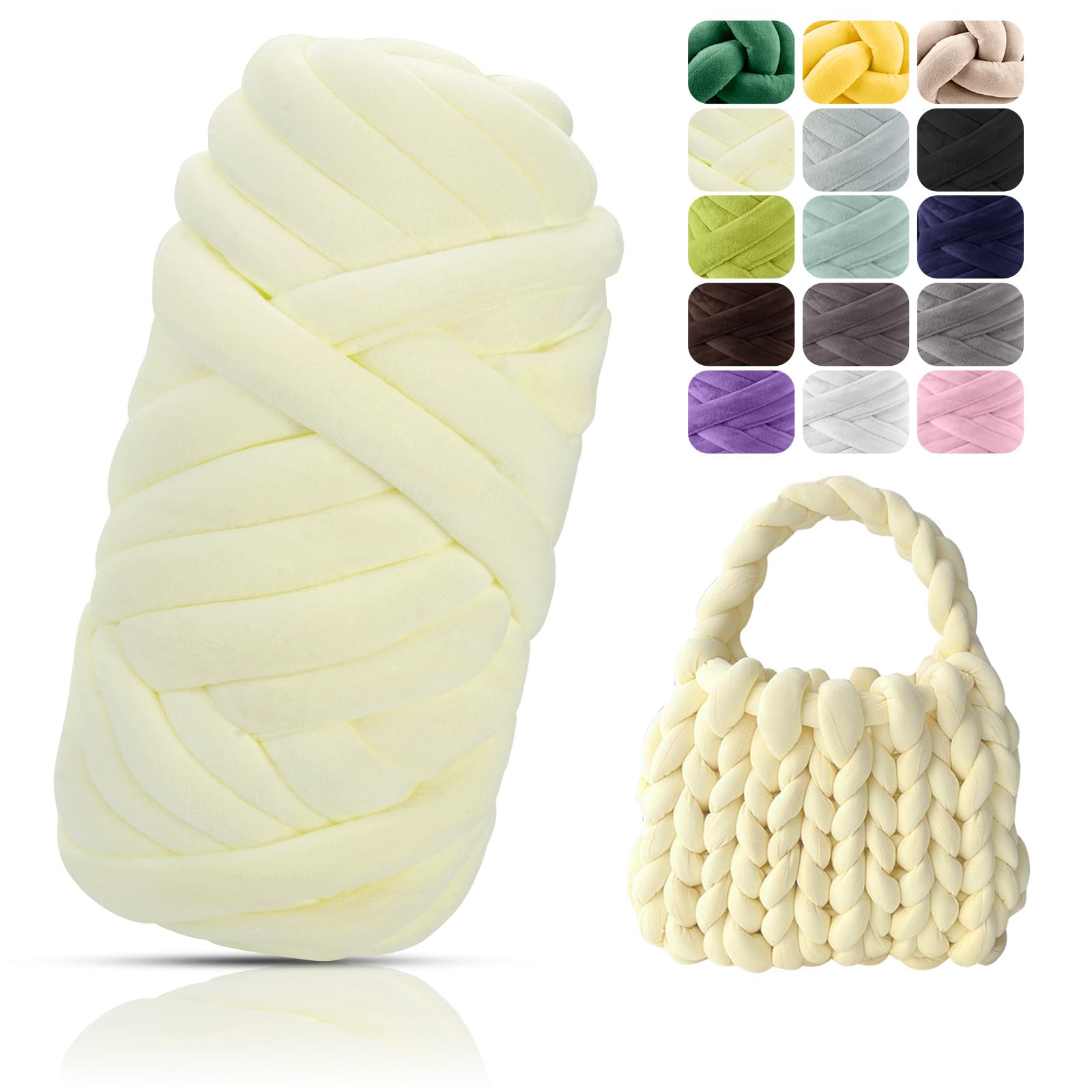 POFIBO Laine Épaisse XXL 500 G – Fil Géant Pour Tricot Bras & Crochet, Couvertures, Paniers, DIY, Environ 16 M, Doux & Écologique