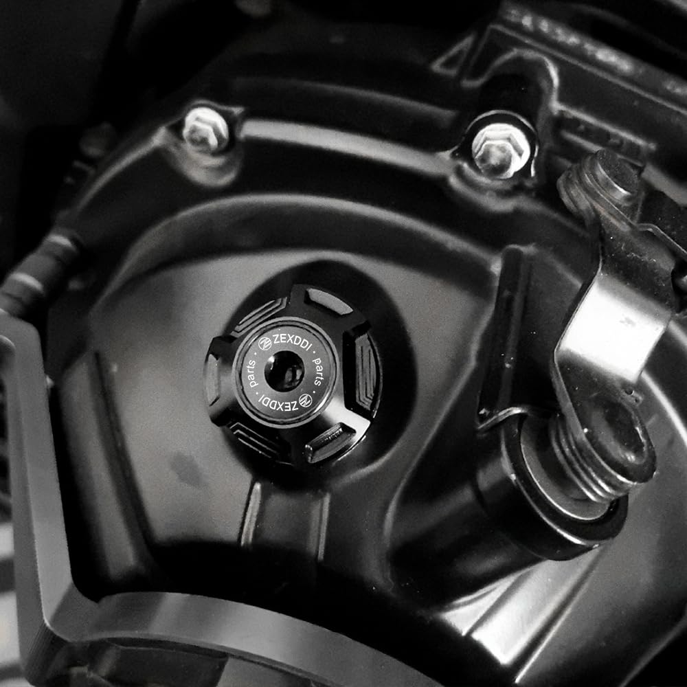 ZEXDDI CNC Motorcycle Engine Oil Filler Cap Oil Filler Plug Cover Fit For Kawasaki KLR650 ZX6R ZX636 ZX10R ZX14R Ninja 300 ZH2 Versys X300 Vulcan S 900 GTR1400 Z750 S (Black), Oil