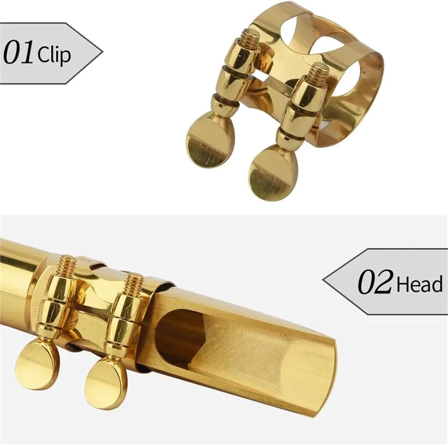 Alto Saxophone Mouthpiece 1/3pcs Soprano Saxophone Metal Mouthpiece Gold Lacquer Sax Mouth Pieces(Gold-Soprano 7,3pcs)