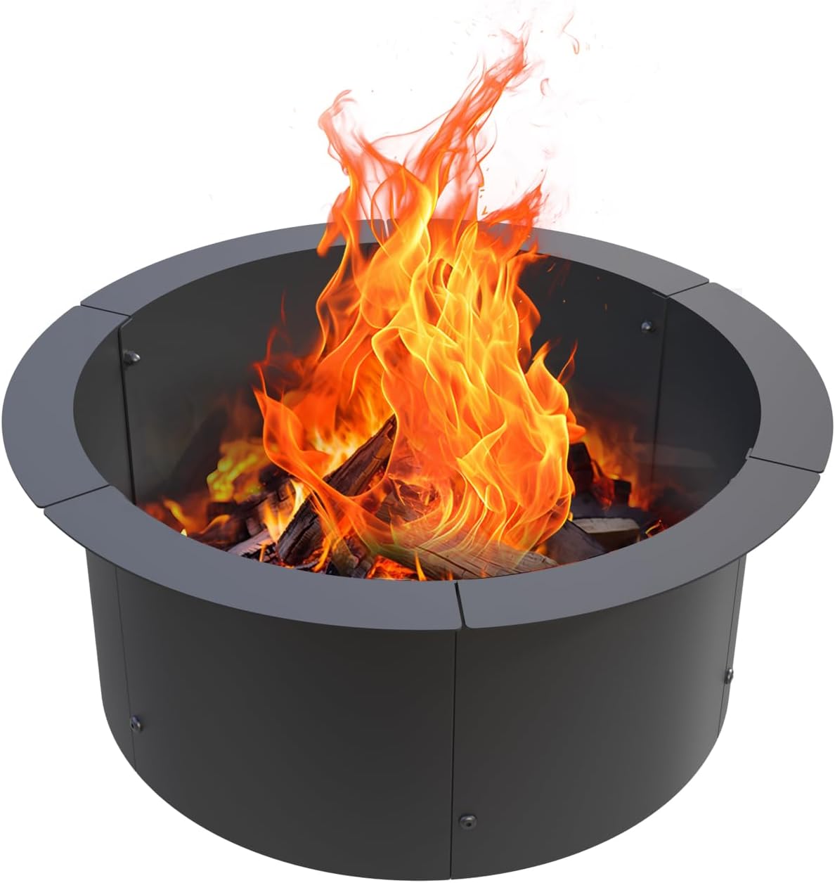 GJWCVL Fire Pit Ring Outdoor Wood Burning Fire Pit Liner 27