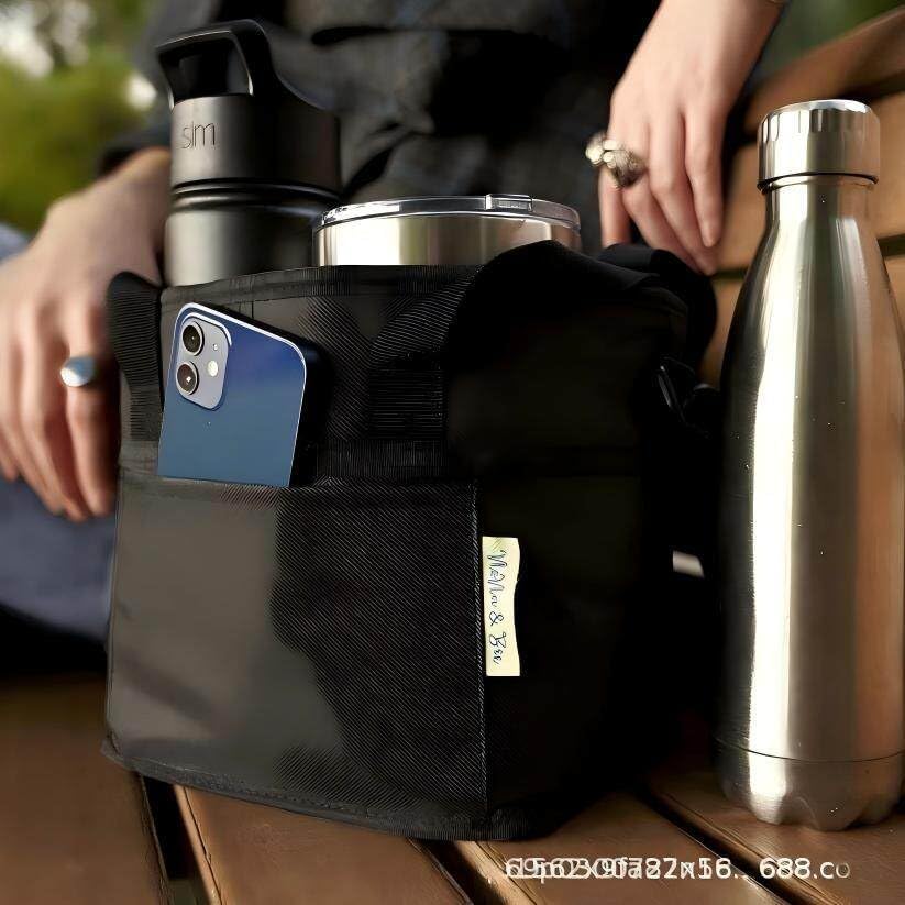 4 Water Bottle Drink Holder Bag with Strap, Family Size 4 Compartment Drink Bag, Multiple Tumbler Carrier Caddy, Adjustable Fits Large & Small Drinks | Hands Free, Won't Tip Over in Car (Blue) image 4