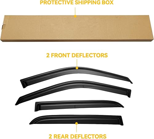 Miniatura 7 de Viseras de ventana para Dodge Ram 1500 Crew Cab 2009-2018, protectores de lluvia, protector de ventilación, deflector de sombra humo oscuro