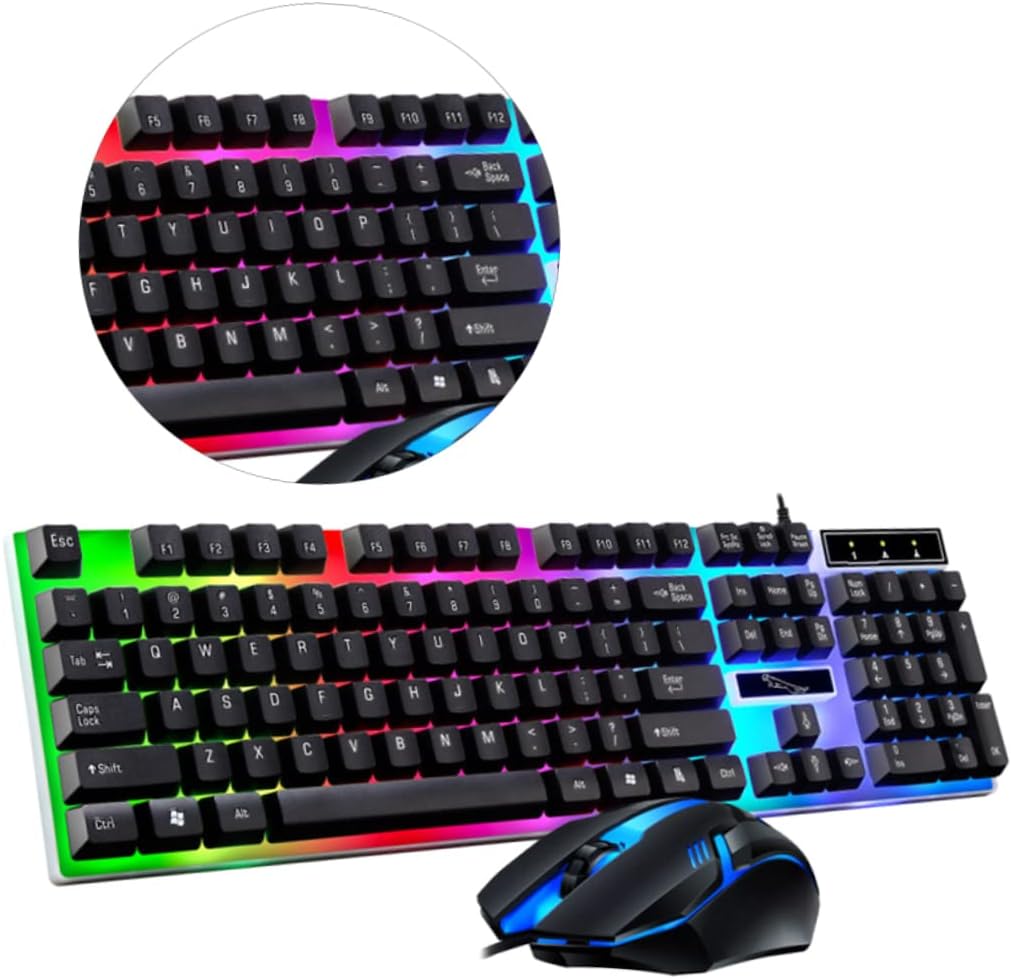 ARTIBETTER Wired Keyboard and Mouse Set with Led Backlight Gaming Keyboard Pc Mouse Combo Ergonomic Design Liquid Draining for Comfortable Long Use