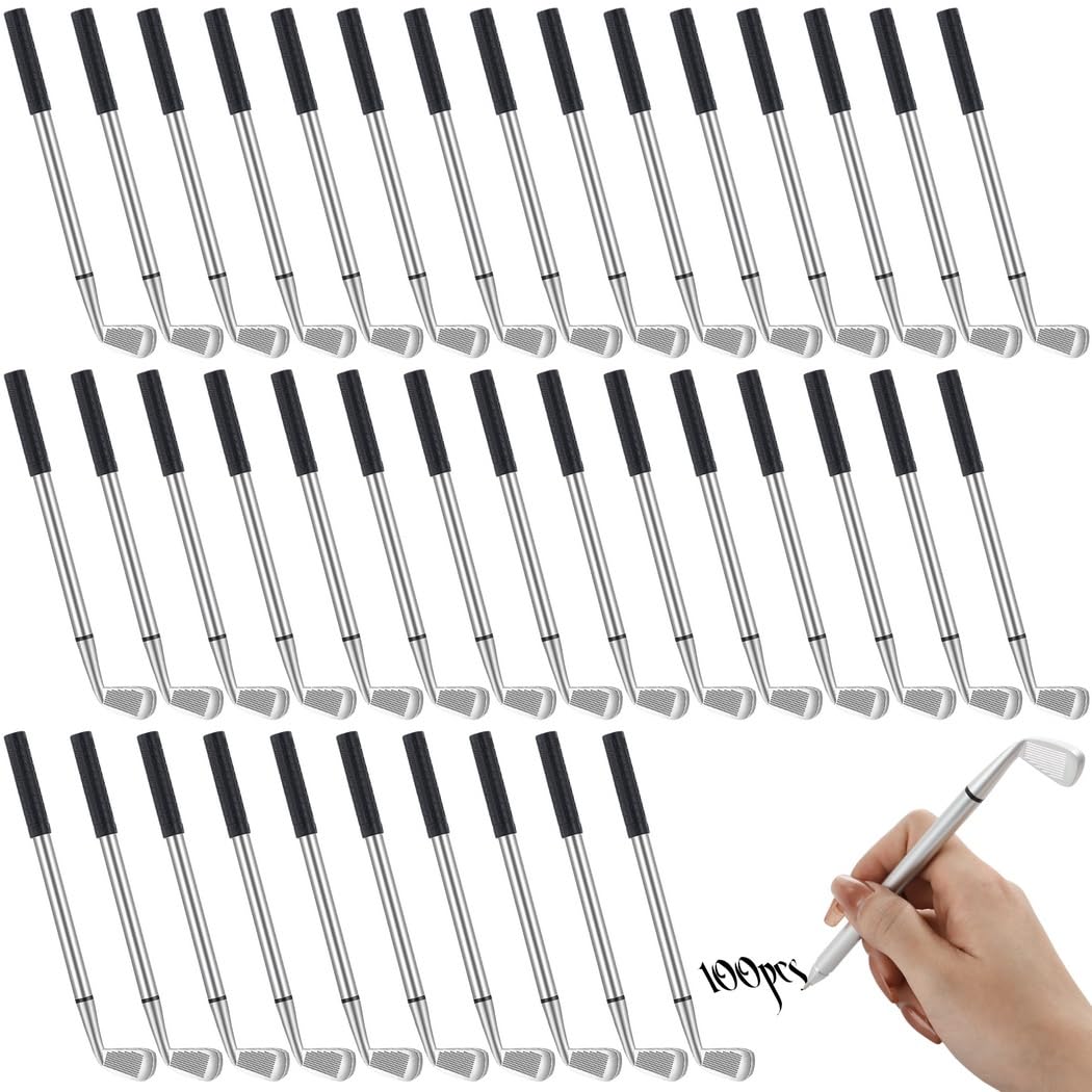 Confezione da 100 mini penne da golf, punta a sfera da 1,0 mm, inchiostro nero, ideale per ufficio, scuola, eventi a tema golf