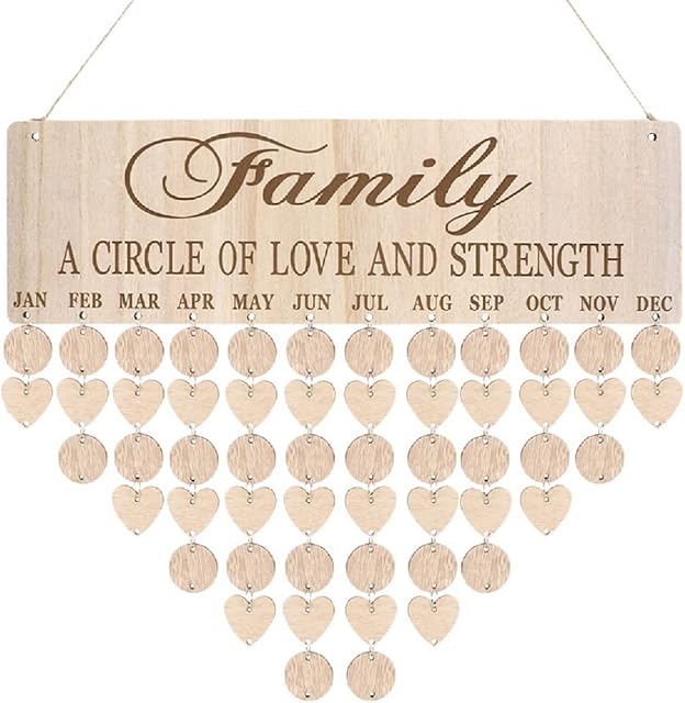 BESPORTBLE Wooden Birthday Reminder Calendar Plaque - Family Friends Birthday Reminder Calendar Wall Hanging for Christmas Decoration Halloween Party (A)