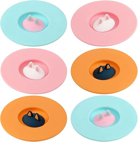 6 tapas de silicona para orejas de gato, tapas de silicona antipolvo, cubierta de silicona para taza de silicona creativa para bebidas calientes y