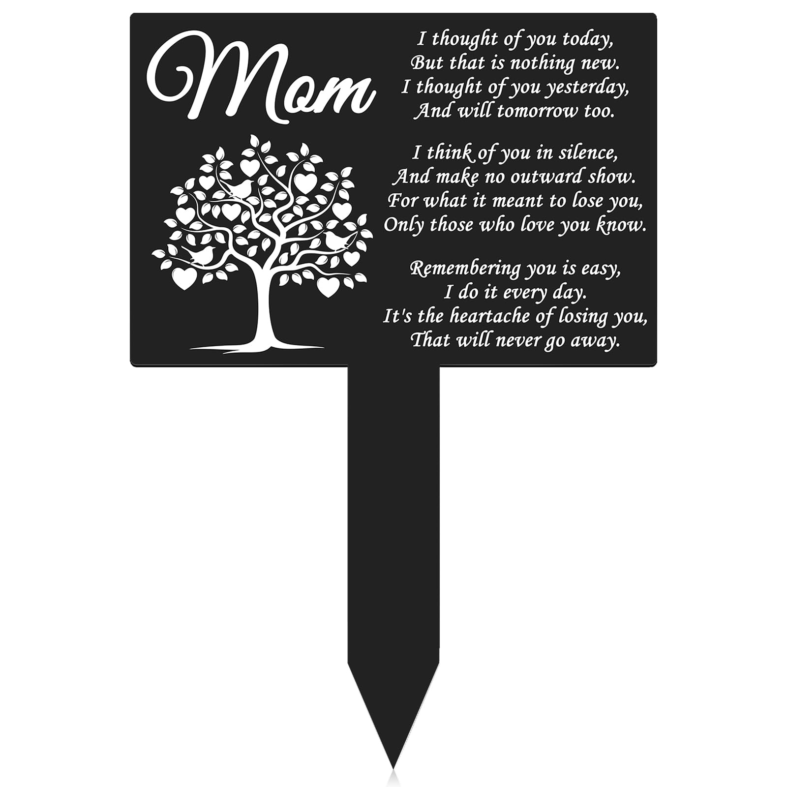 Wesiti Mother's Day Memorial Stakes Grave Cemetery Decorations Metal Grave Markers Mom Waterproof Sympathy Garden Stake Memorial Signs for Outdoors Yard Mom Cemetery Decoration