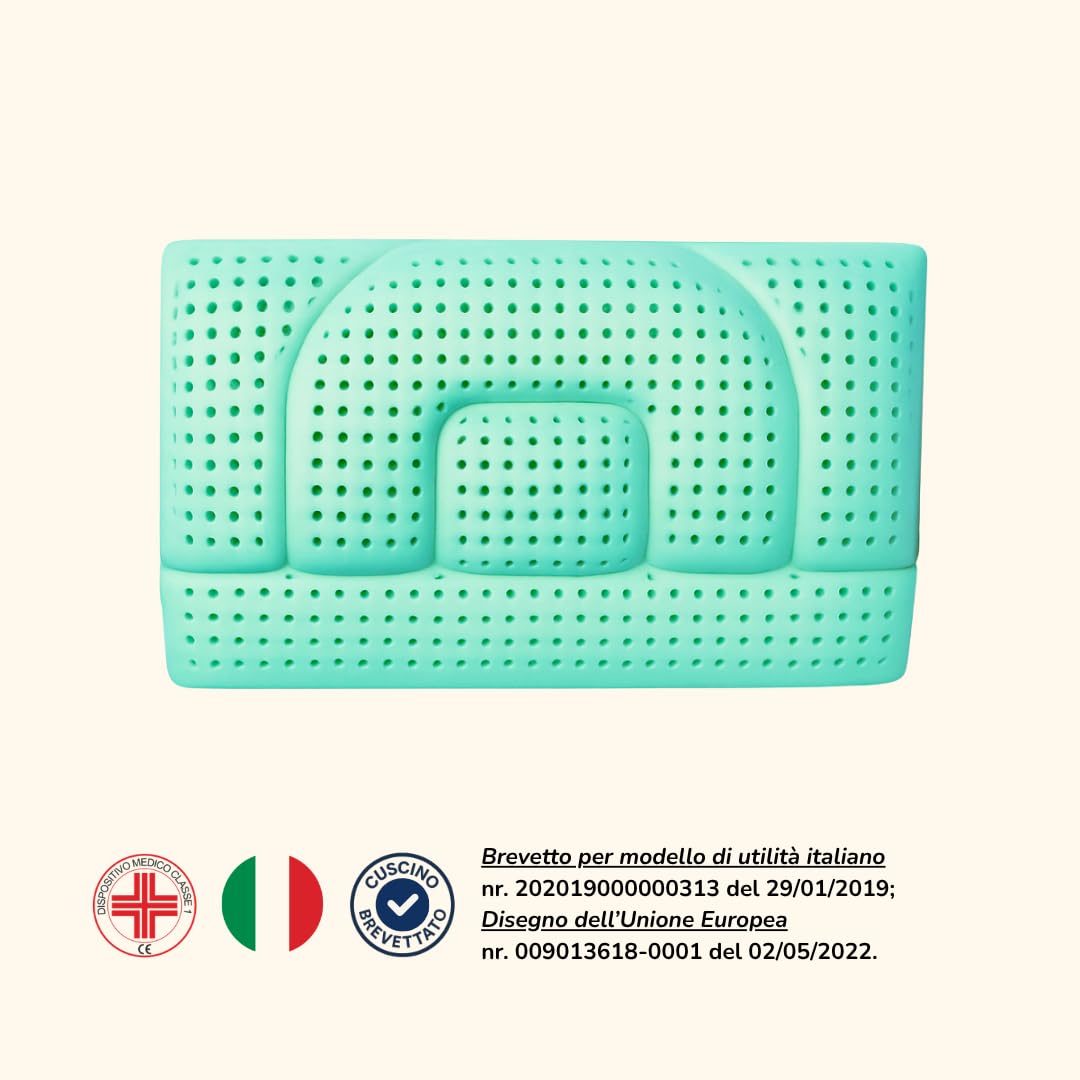 Cuscino Medico Cervicale in Aloe Vera, Basso - 12 cm, Due Altezze Disponibili, Made in Italy, Ortopedico Allevia Dolori, Antiacaro, Anallergico, Fresco