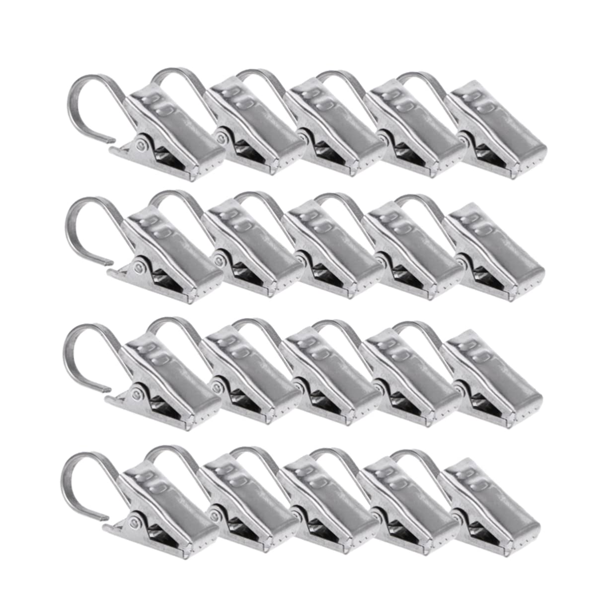 Cabilock 20Pcs Rustproof Curtain Rings with Clips Heavy Duty Drapery Hooks for Easy Hanging Satin Nickel Finish Suitable for Home Office Schools and Clinics