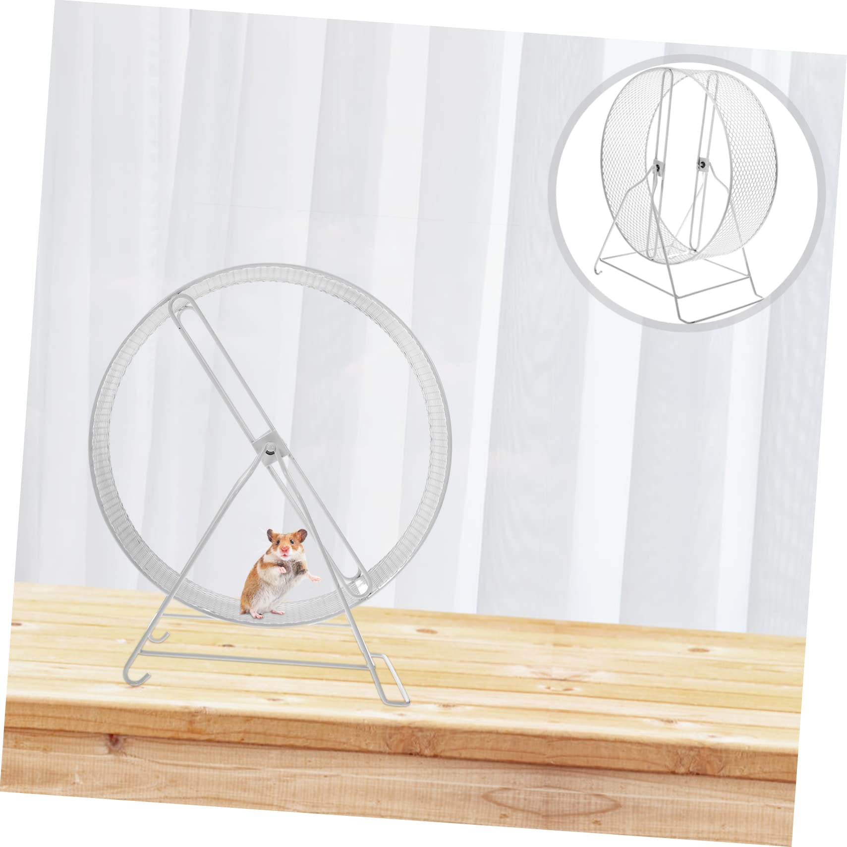 Angoily Roue de Hamster Silencieuse en Métal Blanc avec Fonctionnement Silencieux et Sécurité, Accessoire pour Petits Animaux comme Hérisson ou Chinchilla