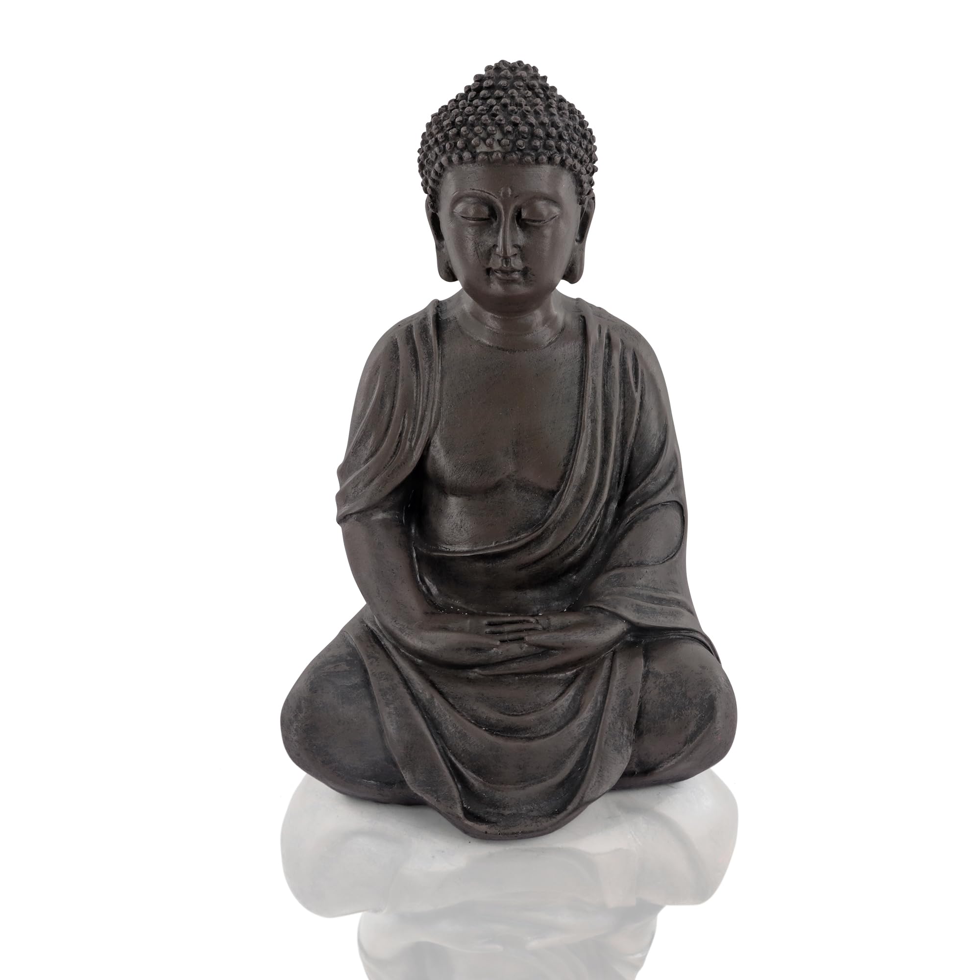 Meditating Seated Buddha Statue - Polyresin Statuary Meditation Figurine Altar Spiritual Decoration Home & Outdoor Decor for Garden, Patio, Deck, Porch Yard Art, Brown