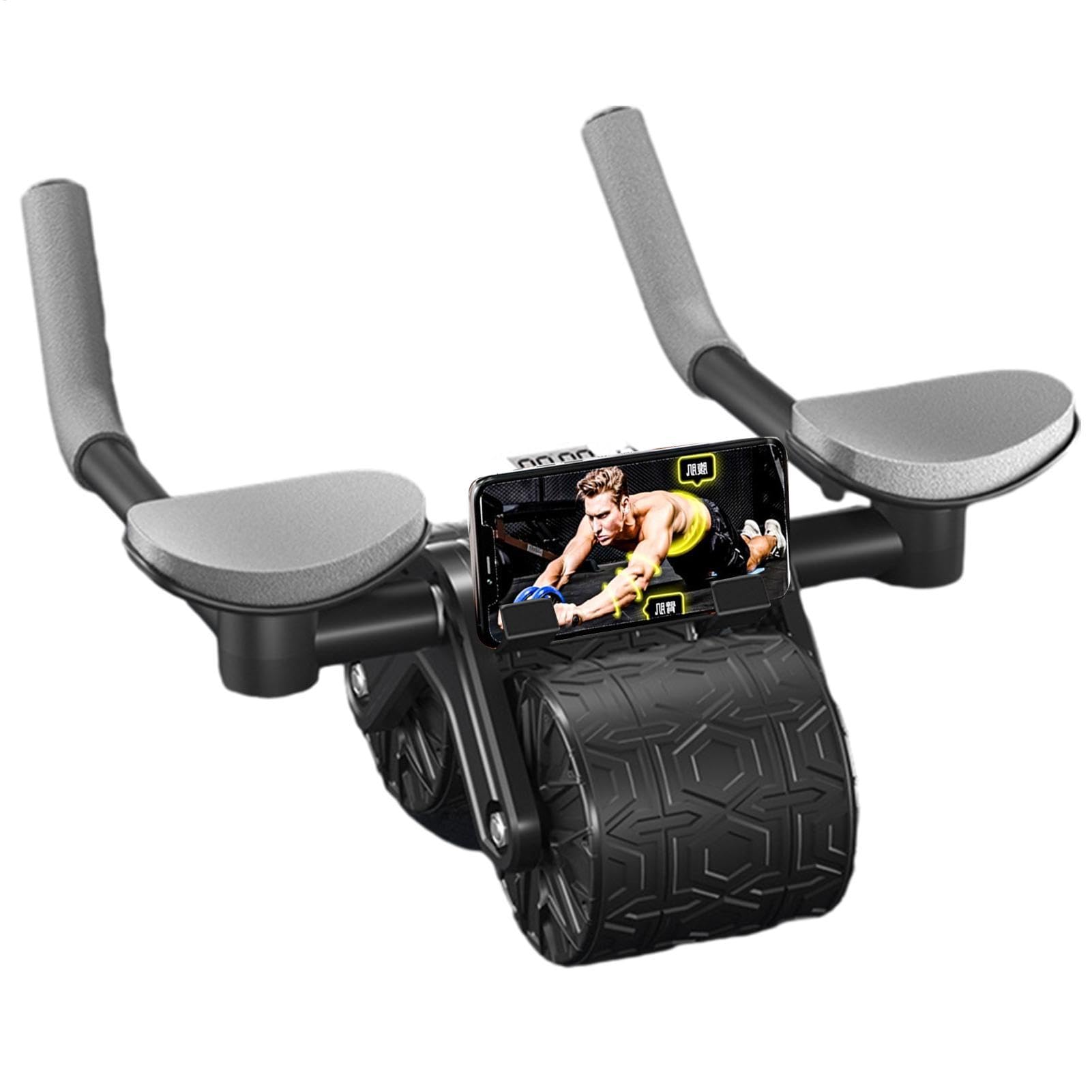 Rueda abdominal de rebote automático, rodillo AB - Rueda abdominal antideslizante con reposabrazos, rodillo de entrenamiento de núcleo abdominal estable, ruedas AB de ejercicio para entrenamiento