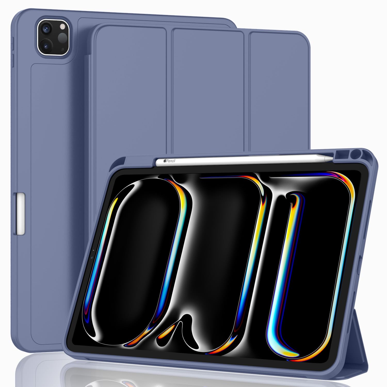 ZryXal New iPad Pro 13 Inch Case (M5) 2025 / (M4) 2024 with Pencil Holder, Smart iPad Case [Support Pencil Pro and Pencil (USB-C)], Support Touch ID and Auto Wake/Sleep (New Lavender)