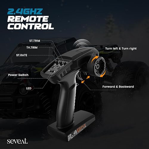 Miniatura 5 de Auto RC rápido sin escobillas a escala 1:10 para adultos – Camión todoterreno 4WD, 37+ MPH velocidad todo terreno, control remoto de 2.4 GHz,
