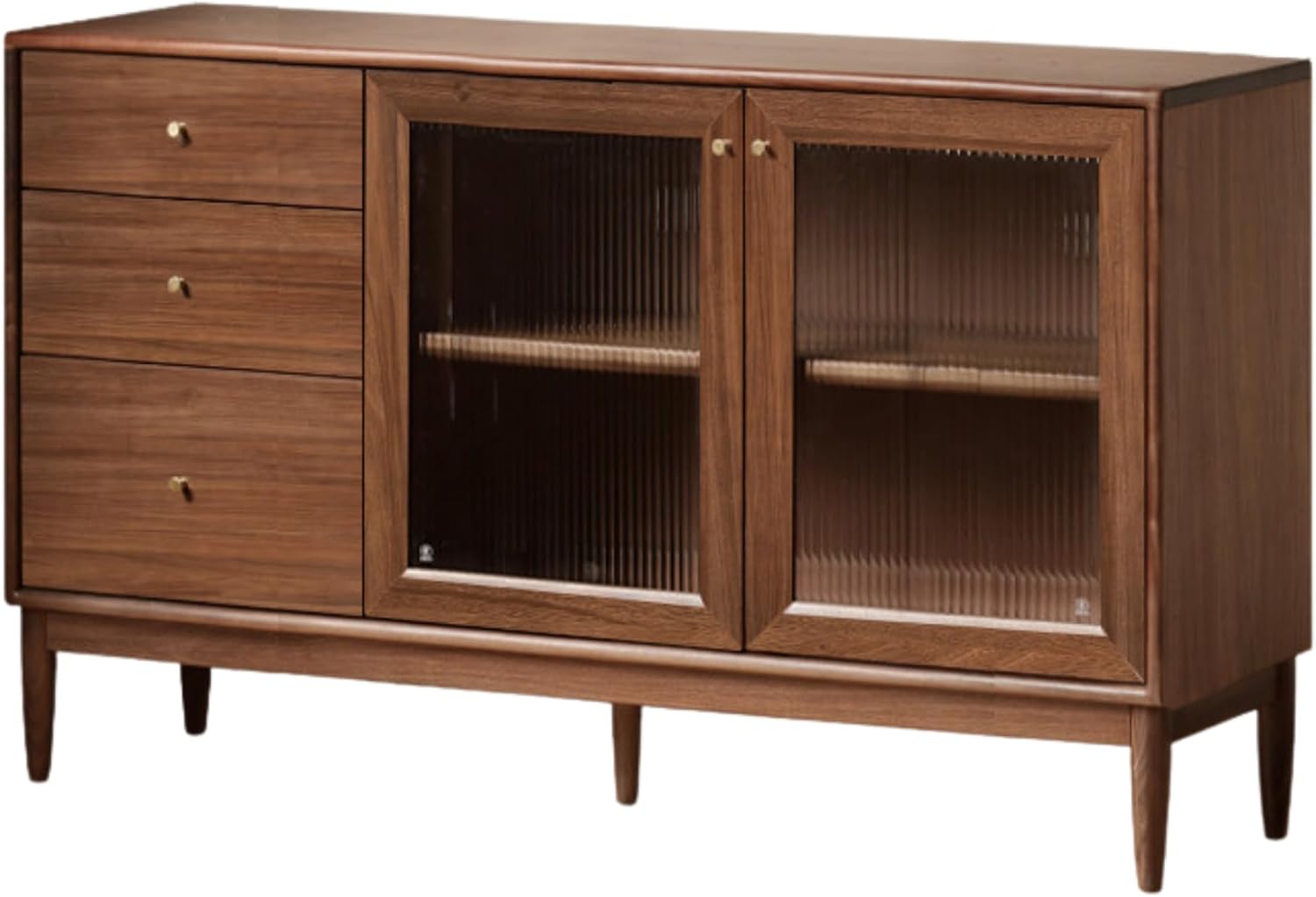 GVAwood Black Walnut, South American Walnut, Catalpa Solid Wood Sideboard, Buffet Cabinet 49.2×15.7×33.5 inch / 125×40×85 cm/Walnut Color/Catalpa Solid Wood Sideboard