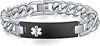 Vista 21 de Pulseras médicas de alerta ajustables AOAMID para hombres, pulseras de acero inoxidable para mujeres con grabado gratis